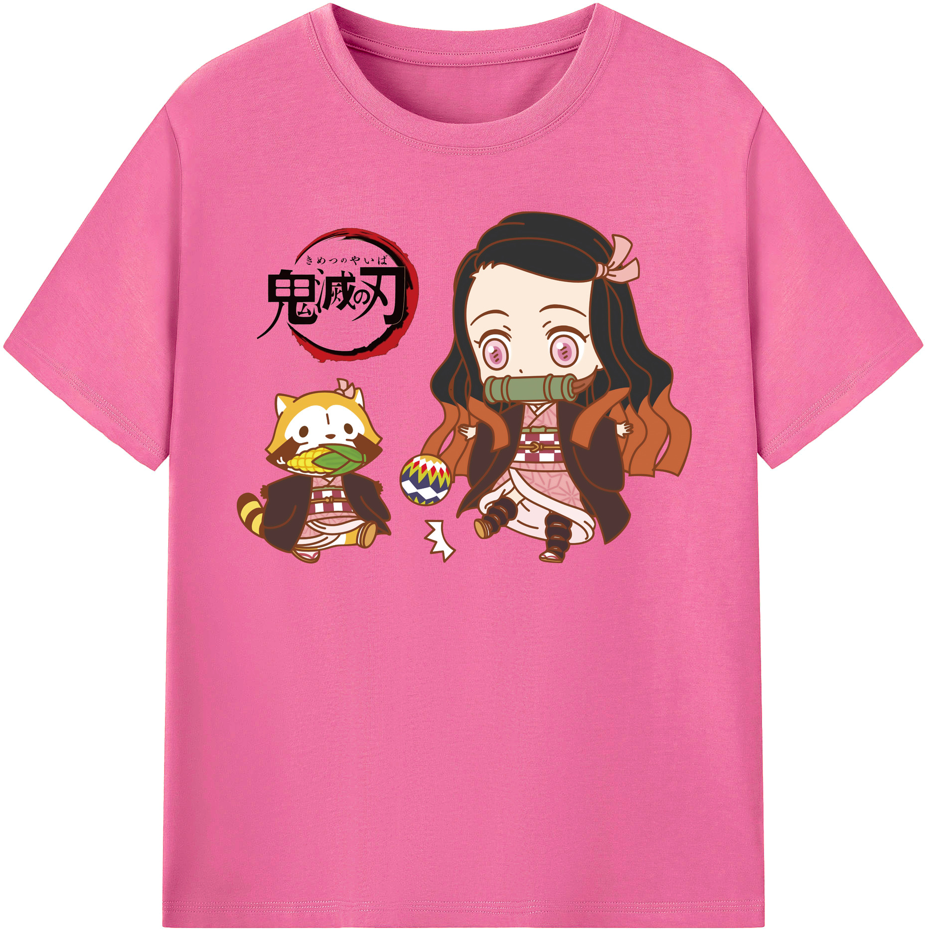 （画像用） 鬼滅の刃（きめつのやいば）竈門 禰󠄀豆子／かまど ねずこ Kamado Nezuko レディースカジュアルプリントTシャツ（綿100％）